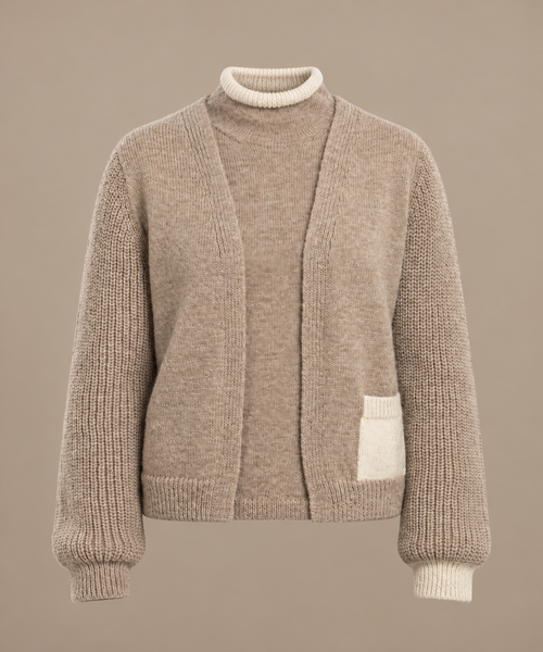 Daisy ~ alpaca cardigan, mushroom