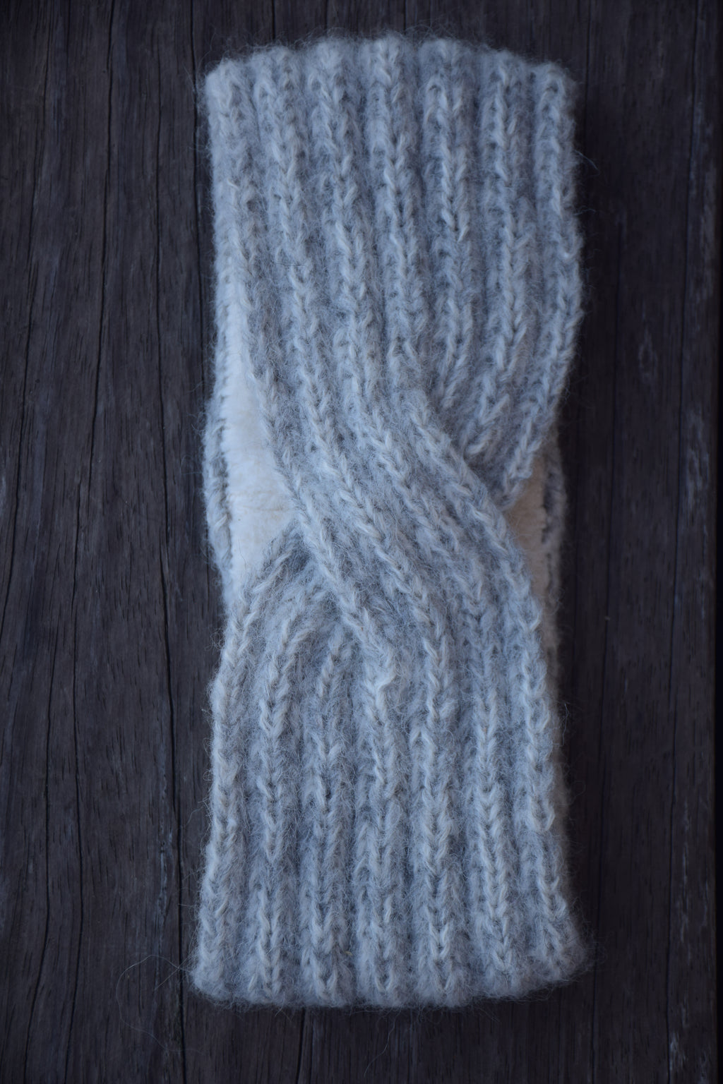 ZENA alpaca headband light grey/cloudy white