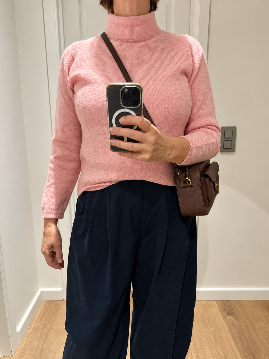Danira ~ alpaca high neck sweater, powder pink
