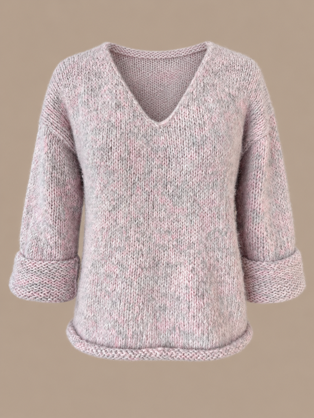 Eloïse ~ alpaca v-sweater, rose mélange